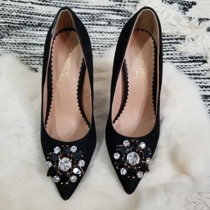 Head Over Heels By Dune Black Suede Heels
